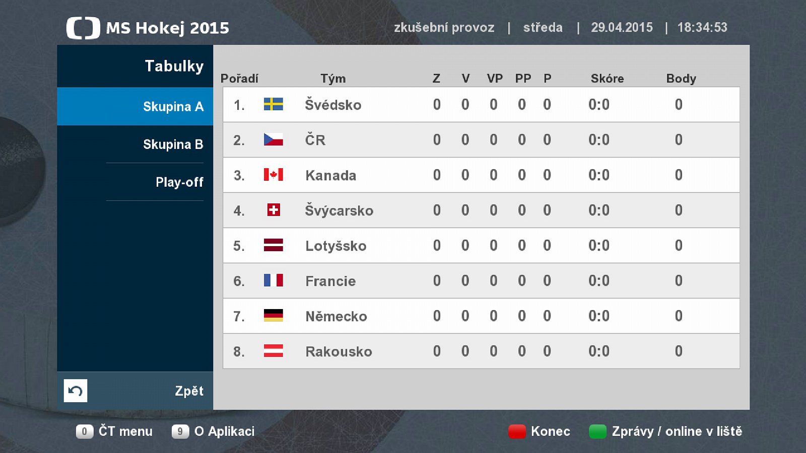 Hybridní aplikace MS Hokej 2015