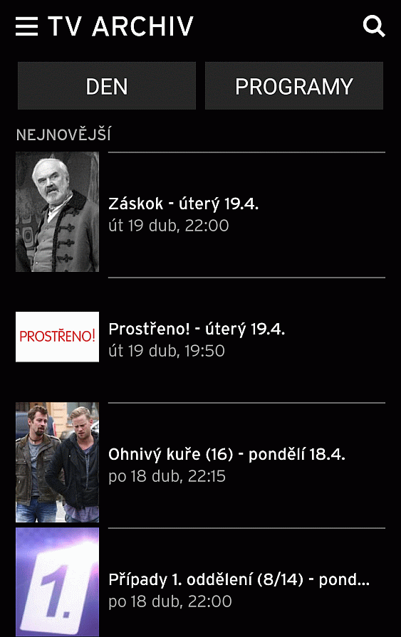 UPC ČR - Horizon Go, TV Archiv