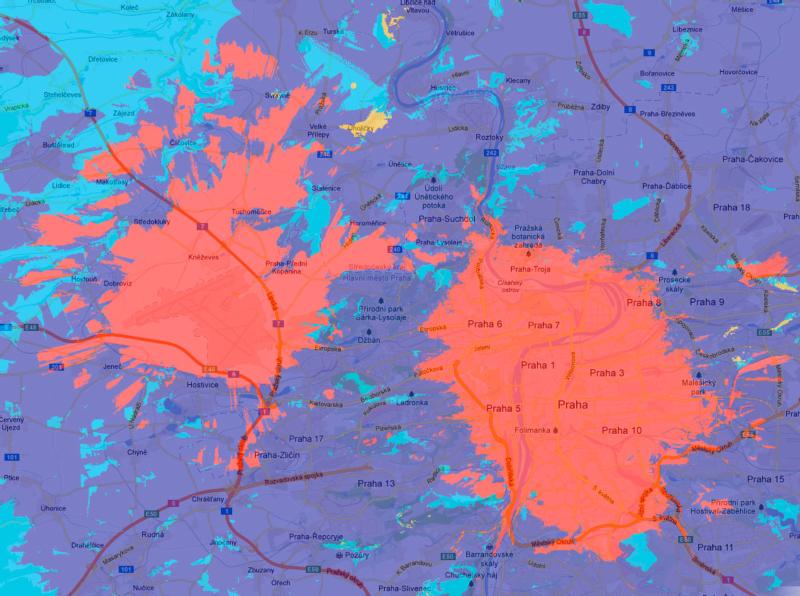 Pokrytí k 31. červenci 2013.