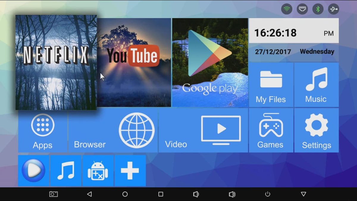 Alfawise H96 Mini - Hlavní stránka a GUI