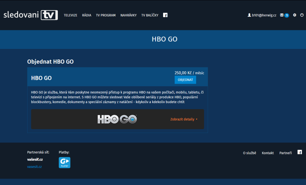 HBO Go - objednani přes hbogo-register