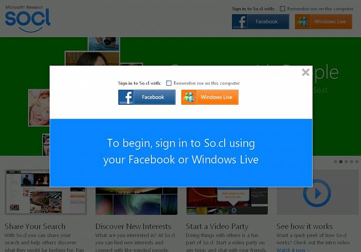 Přihlásit do nové sociální sítě z dílny Microsoftu se můžete prostřednictvím účtu na Facebooku nebo Windows Live.