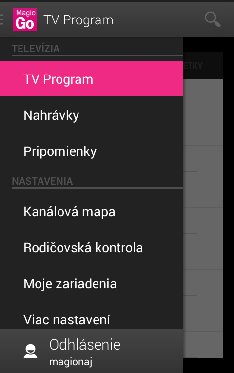 Náhledy aplikace Magio GO