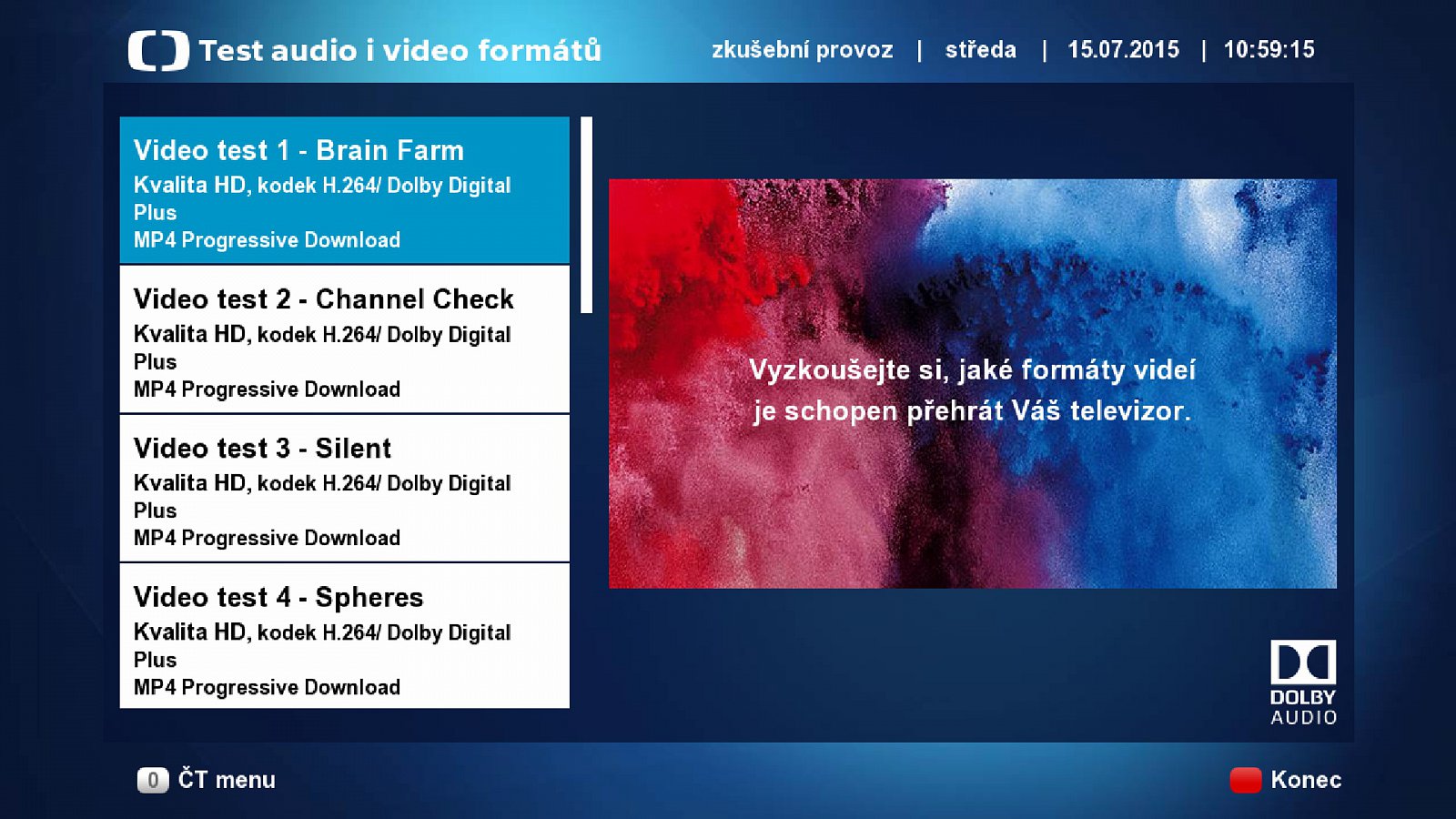 Česká televize testuje v HbbTV různé obrazové a zvukové formáty