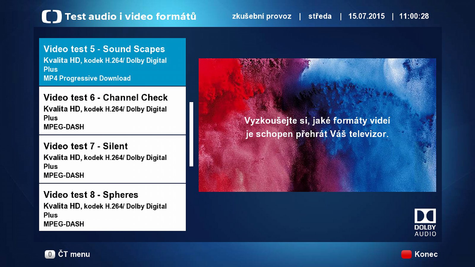 Česká televize testuje v HbbTV různé obrazové a zvukové formáty