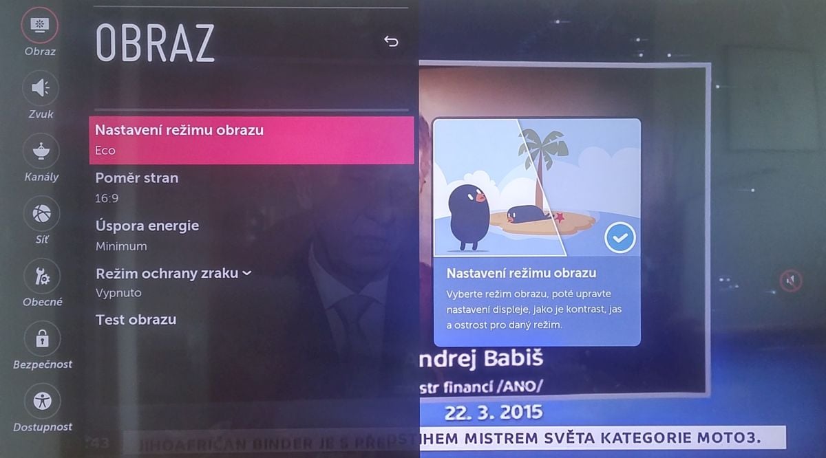LG 55UH750V - Menu nastavení