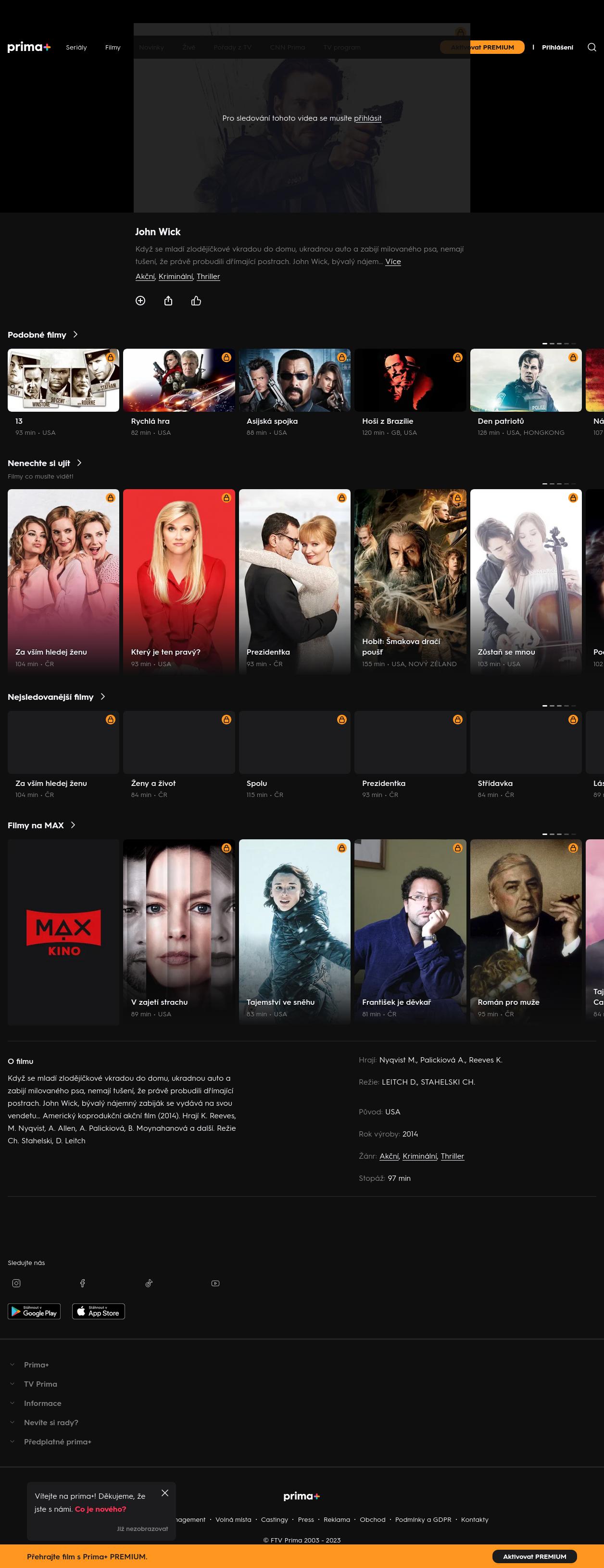 Karta pořadu ve službě Prima+