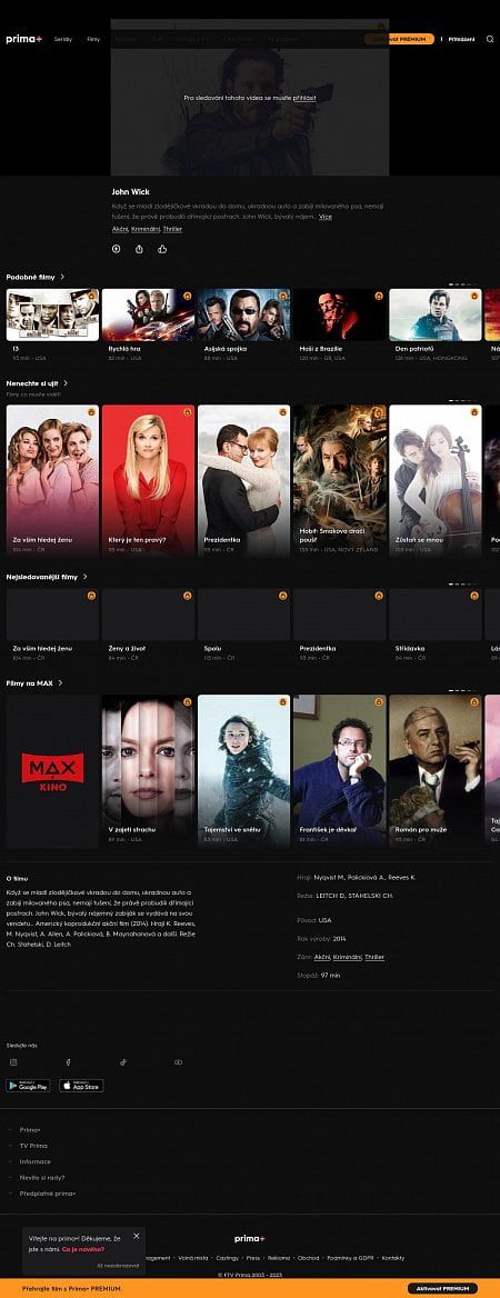 Karta pořadu ve službě Prima+