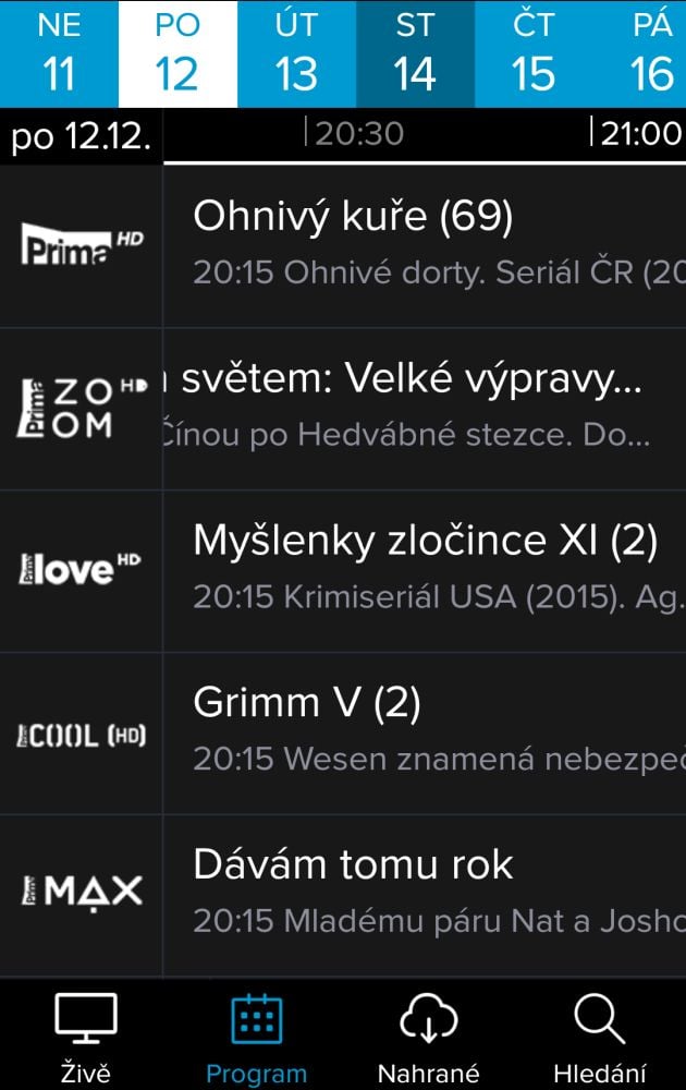 Pro tzv. Zpětné přehrání stačí jít do položky Program...