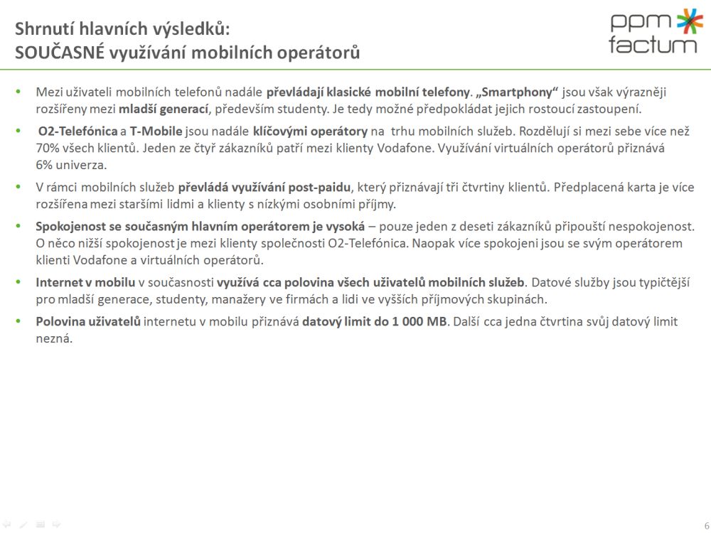 Vnímání změn na trhu mobilních operátorů