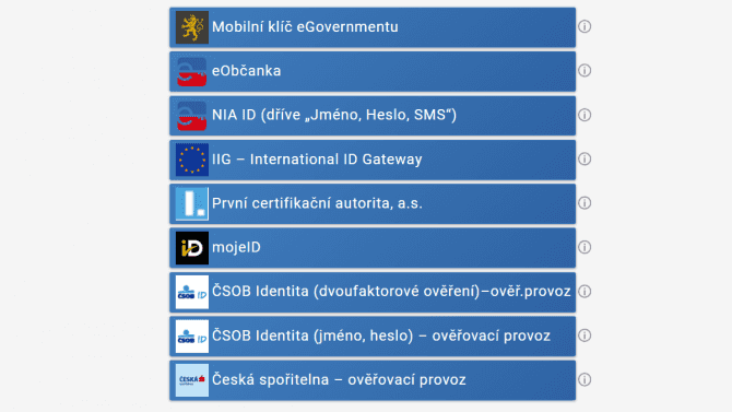eGovernment - NIA - přihlašování