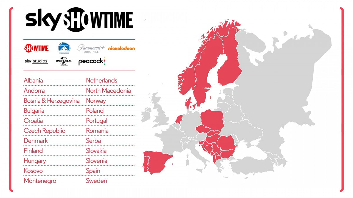 Sky Showtime – mapa pokrytí