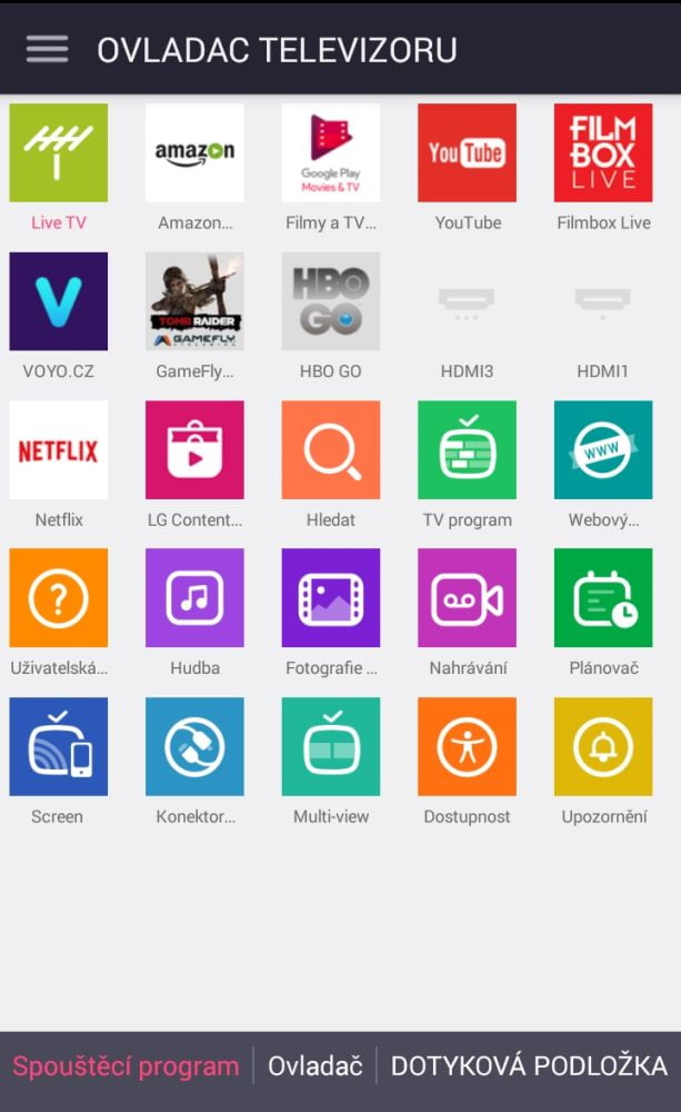 LG TV Plus - ovládání přes mobil
