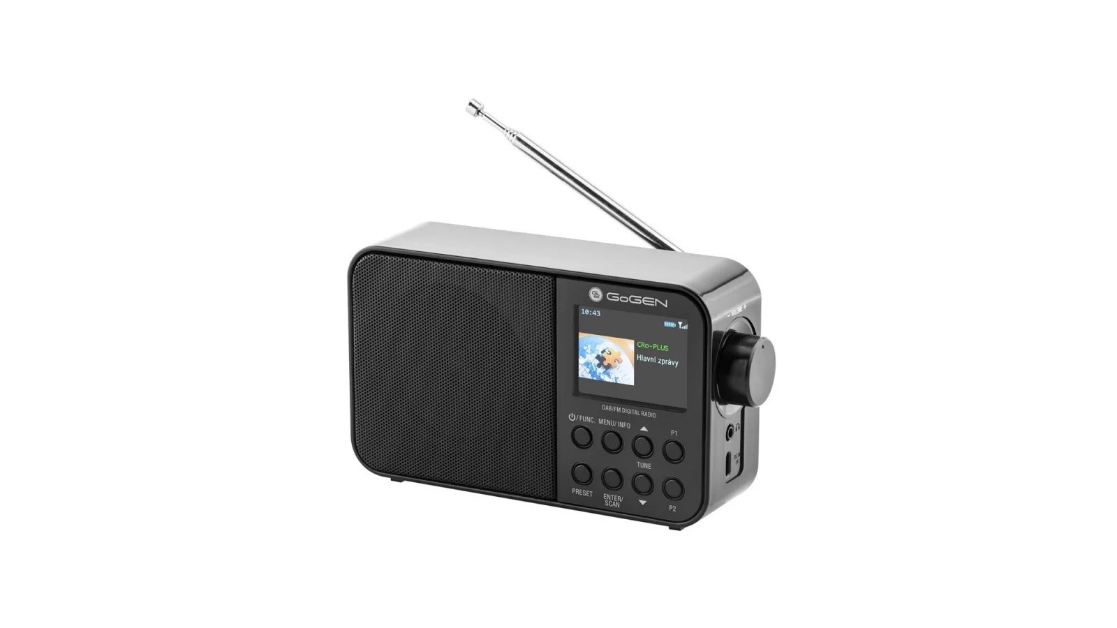 GoGEN DAB 500 BTC - Nejprodávanější model DAB+ rádia v Datartu. Má barevný LCD displej, nechybí funkce budíku nebo Bluetooth 5.0. Výrobce uvádí dobu provozu na vestavěnou baterii 14 hodin (při 60% hlasitosti). Radiopřijímač má sluchátkový výstup a nabíjecí USB-C vstup (kabel je součástí balení). Jde o kompaktní přijímač s rozměry 9,6 × 17,5 × 5,6 cm a hmotností 0,33 kg.