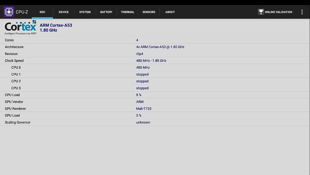 Zidoo H6 Pro - AnTuTu a CPU-Z