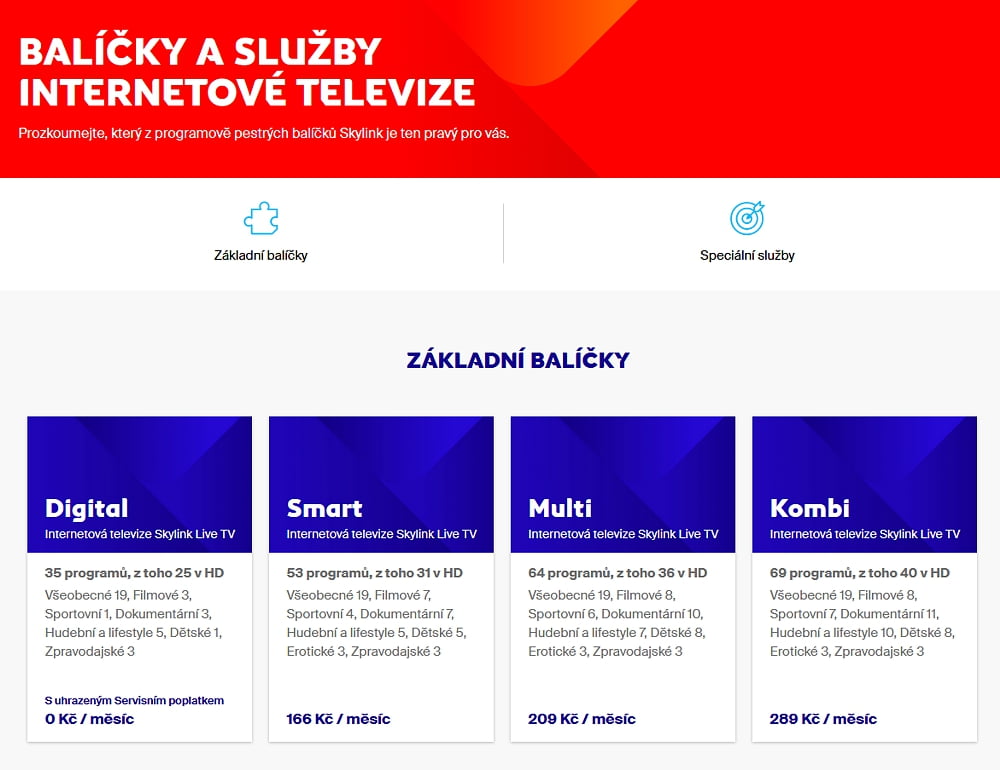 Tarify a balíčky Skylink - léto 2020