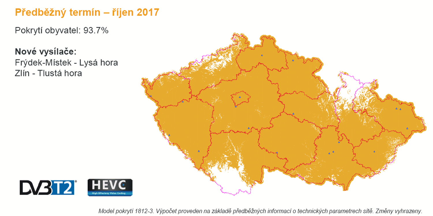 ČRa, DVB-T2 harmonogram a pokrytí, 31. červenec 2017