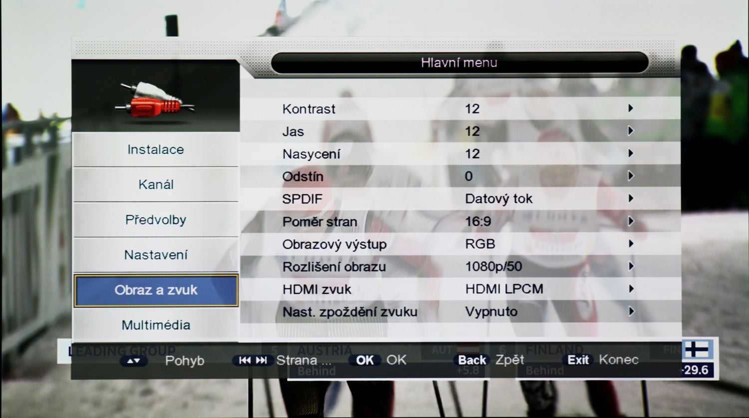 Evolveo Omega T2 - Menu nastavení