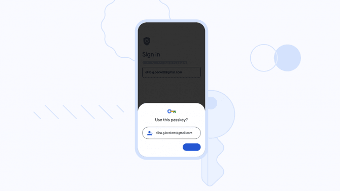 Google - přihlašování - přihlašovací klíč - passkey