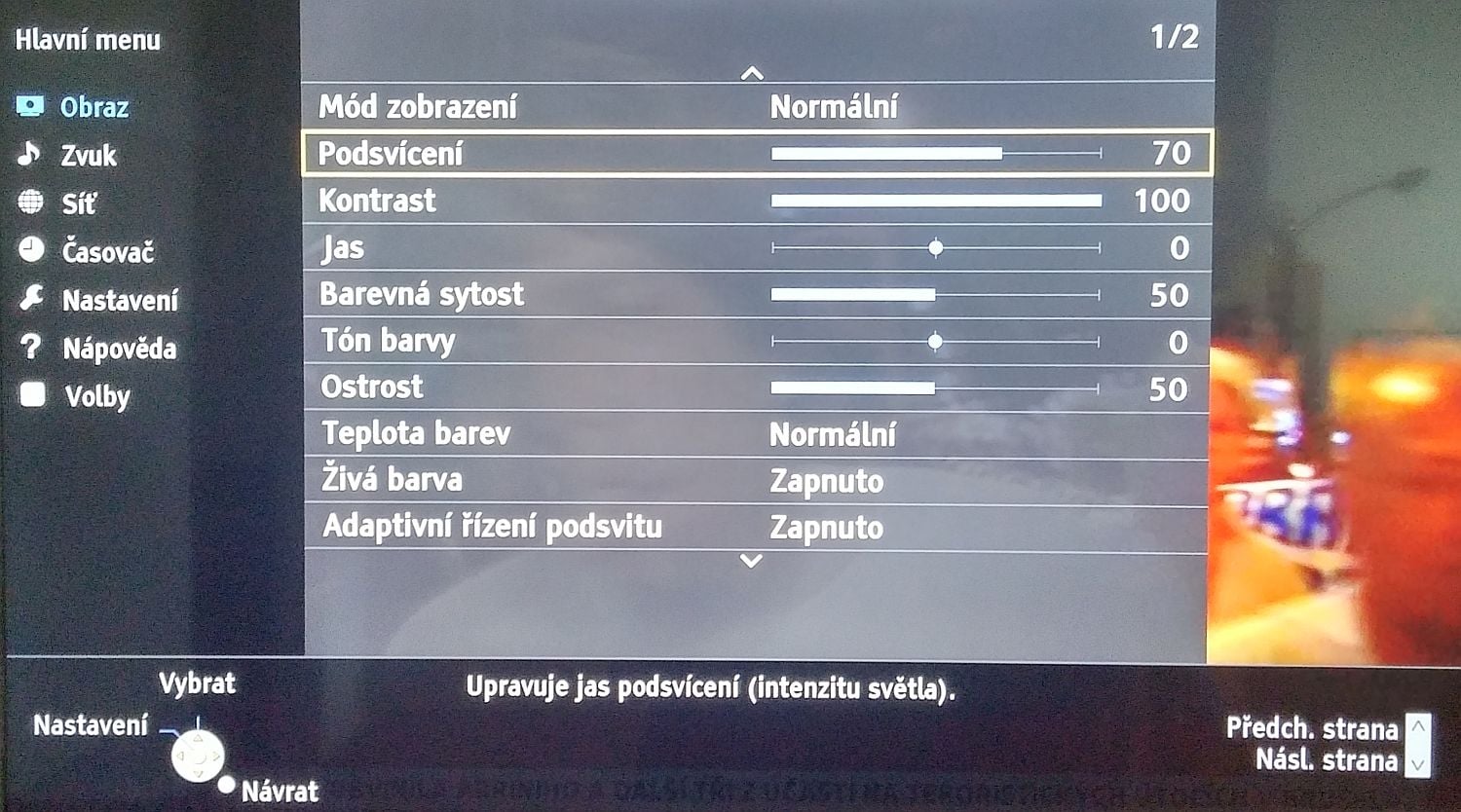 Panasonic TX-49DS500 - Menu nastavení