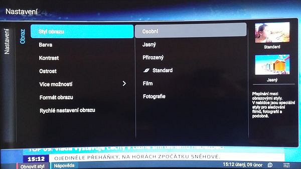 Obrazové režimy jsou solidně rozlišeny, v menu pak ještě najdete nastavení dalších dvou, resp. jednoho (PC a herní konzole).