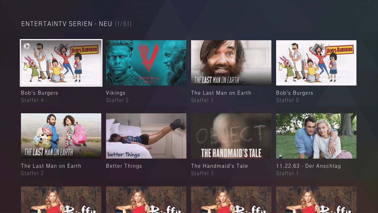 Entertain TV Serien – uživatelské prostředí