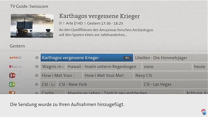 Swisscom TV 2.0 - nahrávání