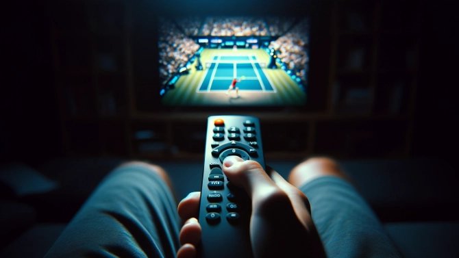 televize, tenis, ovladač, sport