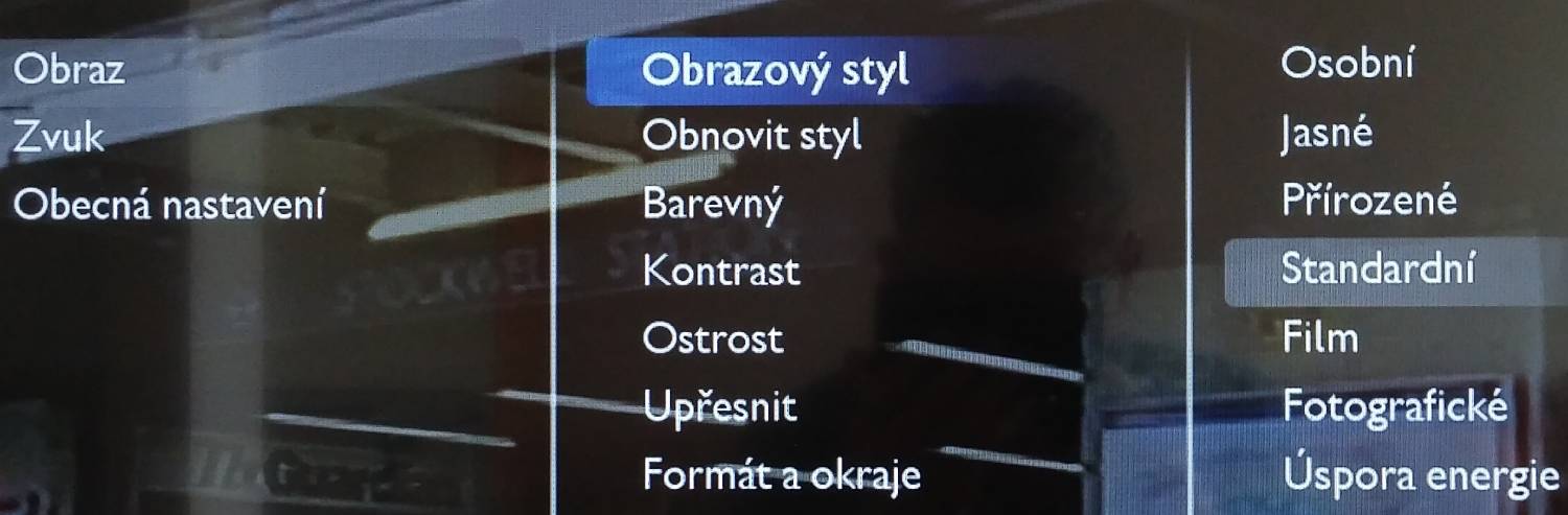 Nastavení televizoru - obraz.