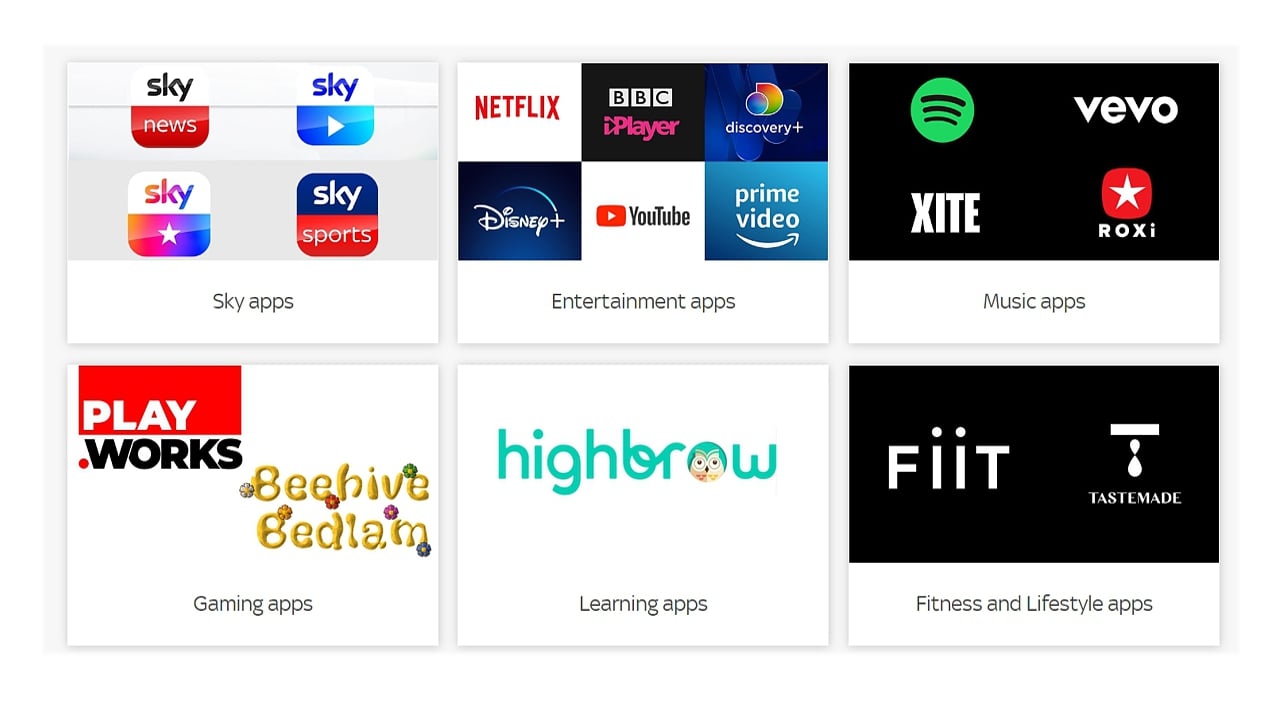 Ukázky britských aplikací Sky Q – VOD videotéky
