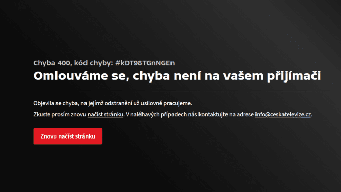 Česká televize - iVysílání - výpadek