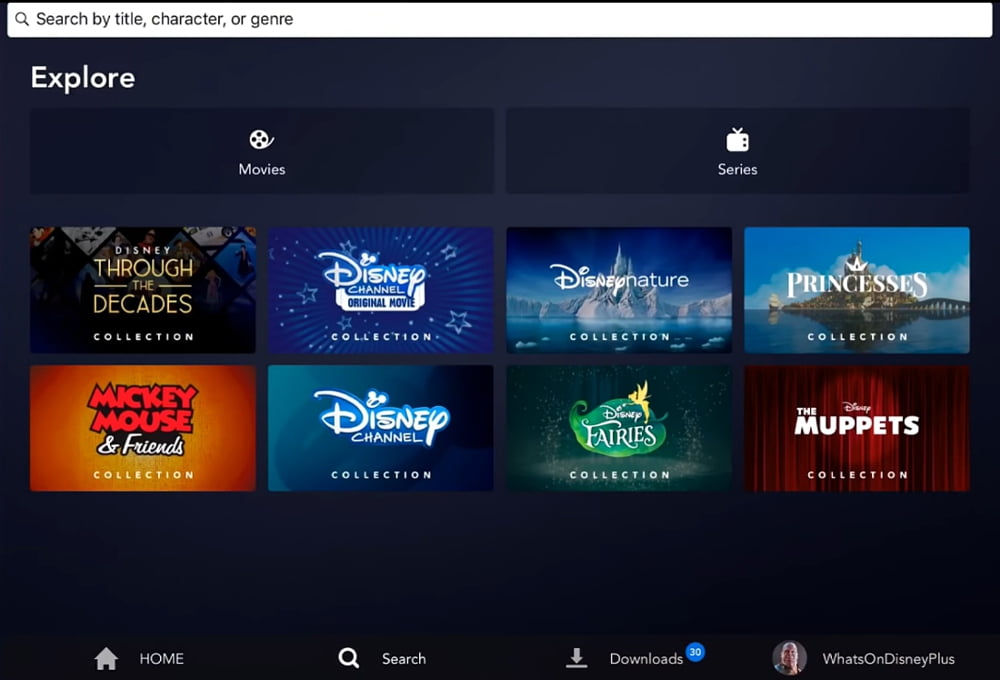 Nabídka testovací verze Disney+ (mobilní aplikace)