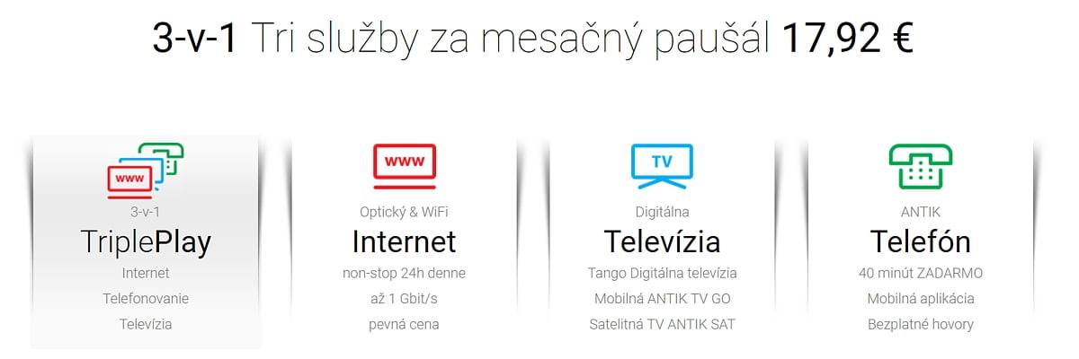 Antik Telecom – nabídka „3 v 1“