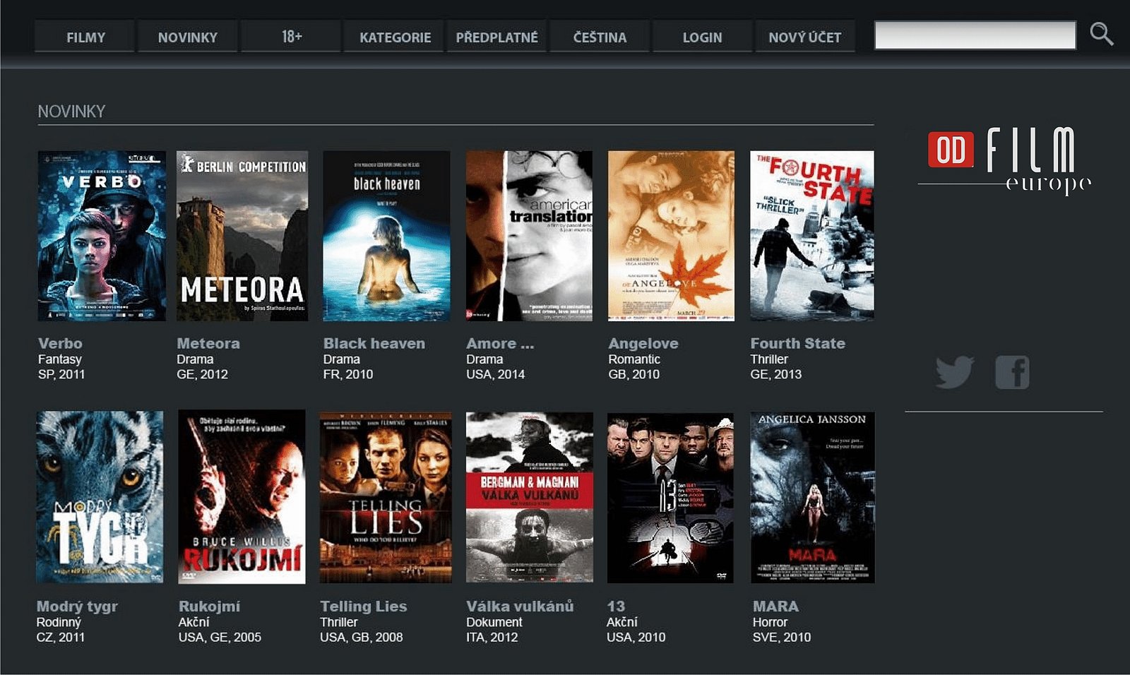 Ukázka portálu Film Europe On-Demand. Obrázek lze zvětšit.