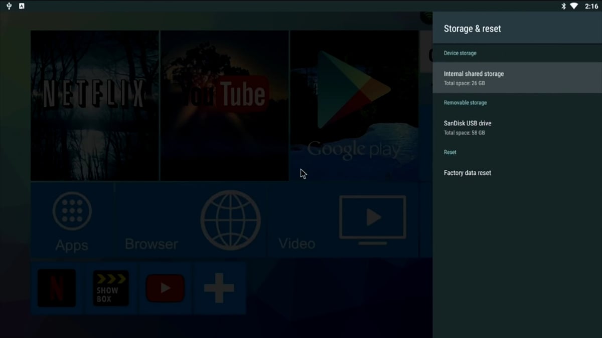 H96 Max H1 a H2 - hlavní menu