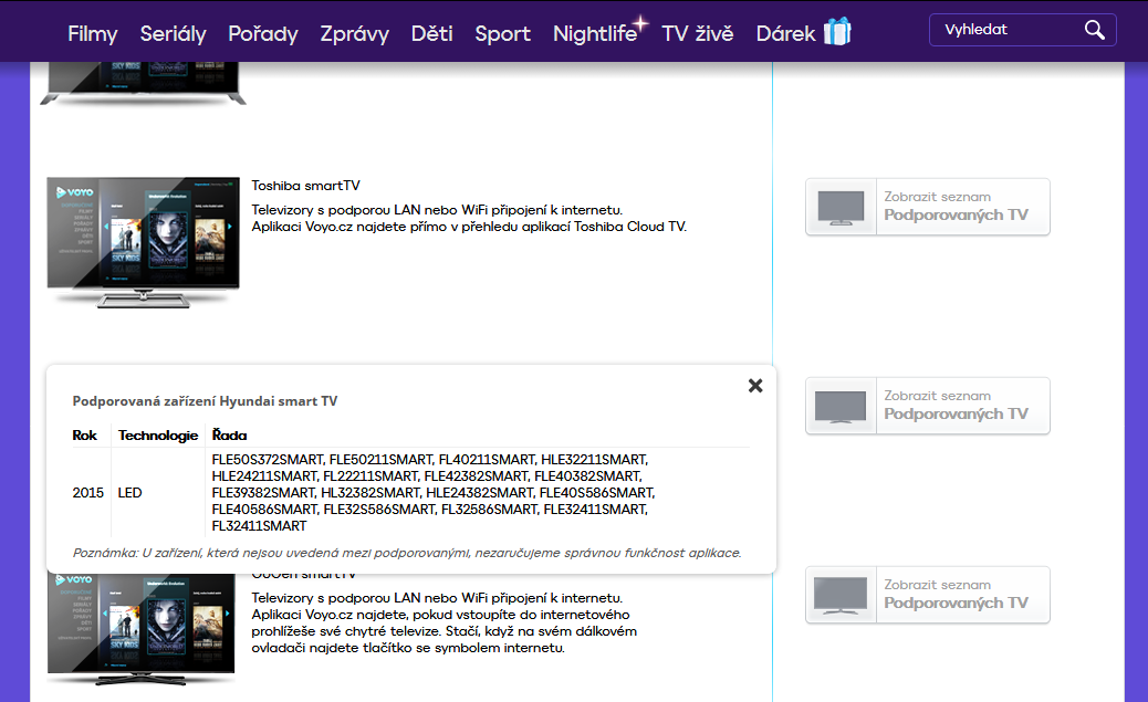 Voyo - kompatibilita s TV, 21.12.2017