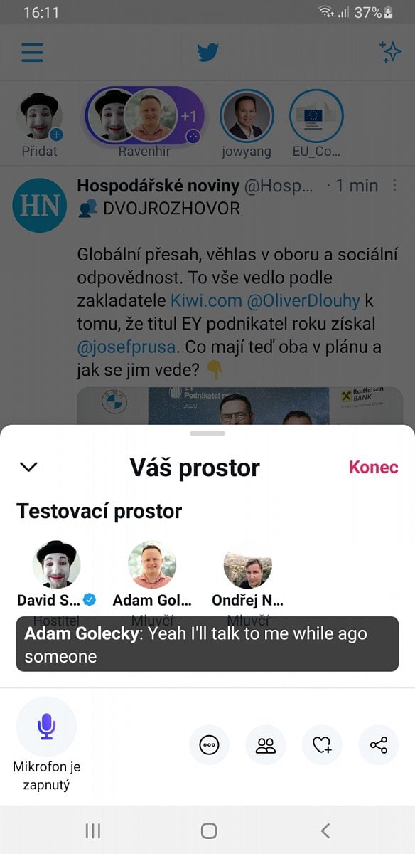 Co umí a jak vypadají Twitter Spaces (Prostory)