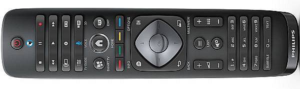 Jak je u značky Philips zvykem, resp. u jejích vyšších modelů, z jedné strany je ovladač klasický, z druhé QWERTY pro snazší psaní typicky webové adresy. Rozložení je velice dobré, pouze tlačítko TV Guide (EPG) je umístěno trochu stranou.
