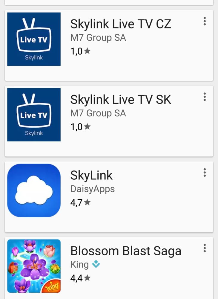 Skylink Live TV CZ - aplikace IPTV