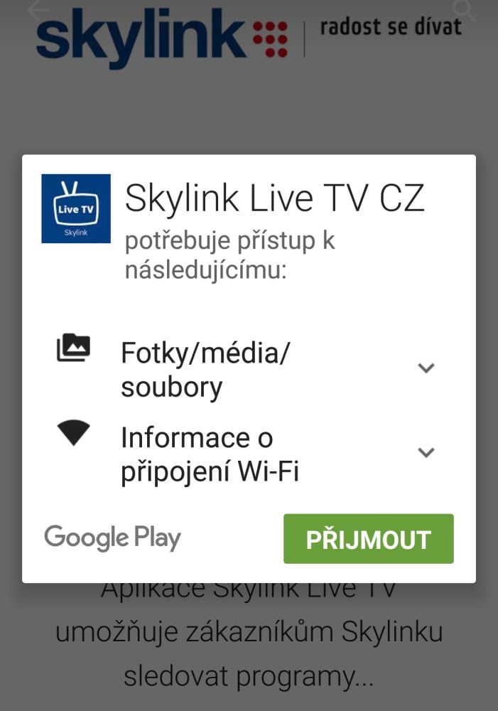 Skylink Live TV CZ - aplikace IPTV