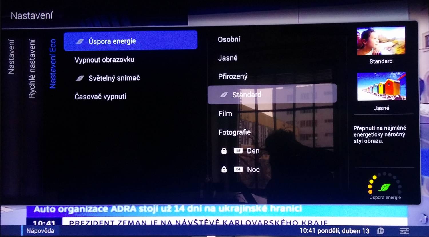 Philips 65PUS9809 - menu nastavení