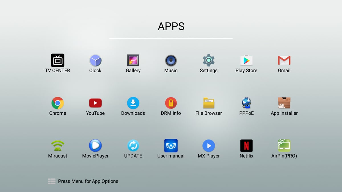 Mecool M8S Pro W - Ovládací menu a GUI
