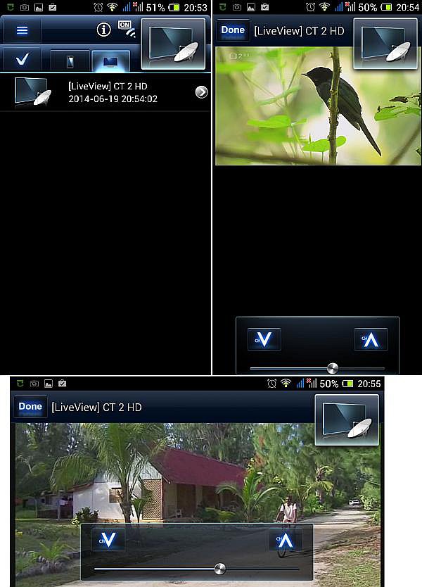 Převzetí obrazu z televizního tuneru LiveView na tablet či mobil přes softwarové ovládání Panasonic TV Remote 2 chodí výborně. Je to rozhodně nejlepší aplikace jakou můžete na trhu najít!