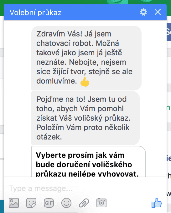 Chatbot Volební průkaz