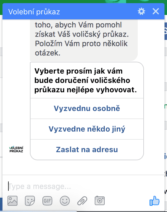 Chatbot Volební průkaz