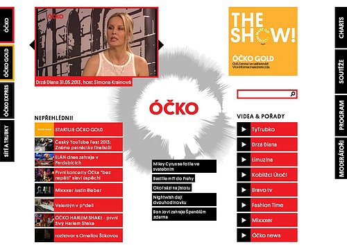 Nová podoba hlavní webové stránky hudební televize Óčko