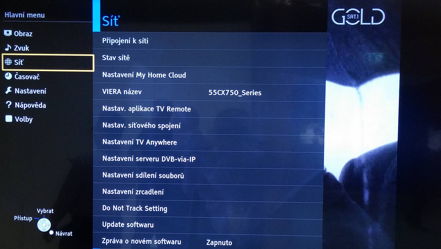Firefox OS TV - české menu nastavení