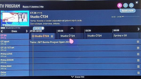 EPG, které má LG označeno jako Guide, je tradičního vzhledu. Televizor na DVB-T však po chvilce váhání stahoval programovou nabídku pro všechny multiplexy najednou, a to bez ohledu na to, na kterém jsem se aktuálně nacházel. Hezké!