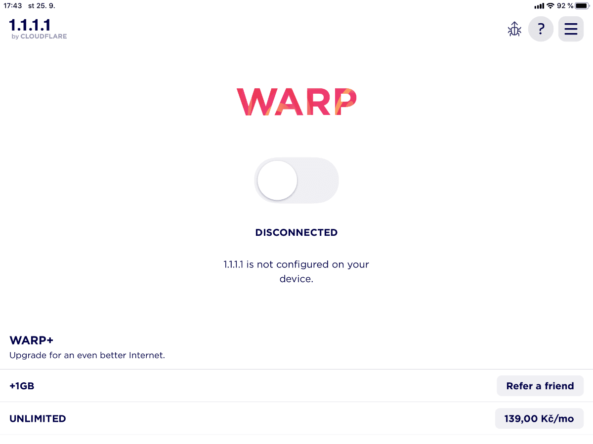 Mobilní VPN aplikace Warp od Cloudflare