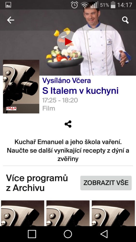 Aplikaci můžete provozovat jak na šířku mobilního telefonu, tak na výšku. Včetně přehrávání videa...